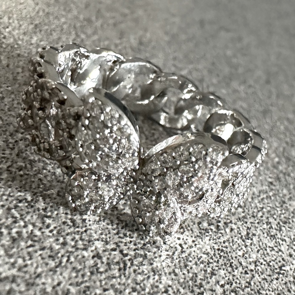 Fashion silver  faux diamond butterfly ring